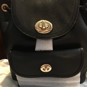 Coach Leather Backpack- Black w/gold hardware